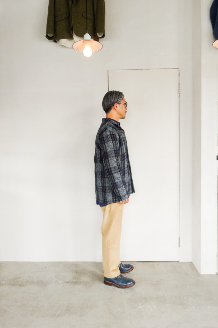 Frank Leder Blue Brown Chequered Wool Over Jacket
