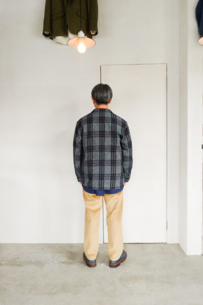 Frank Leder Blue Brown Chequered Wool Over Jacket