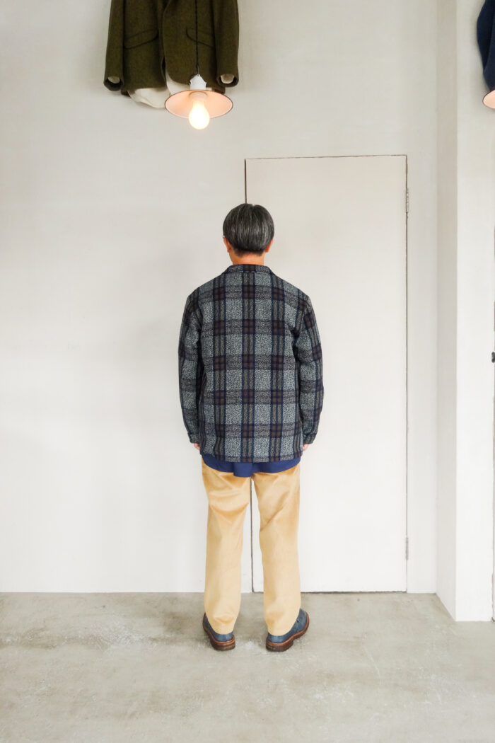 Frank Leder Blue Brown Chequered Wool Over Jacket