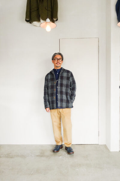 Frank Leder Blue Brown Chequered Wool Over Jacket