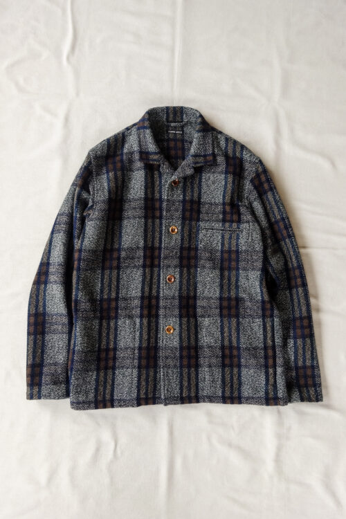 Frank Leder Blue Brown Chequered Wool Over Jacket