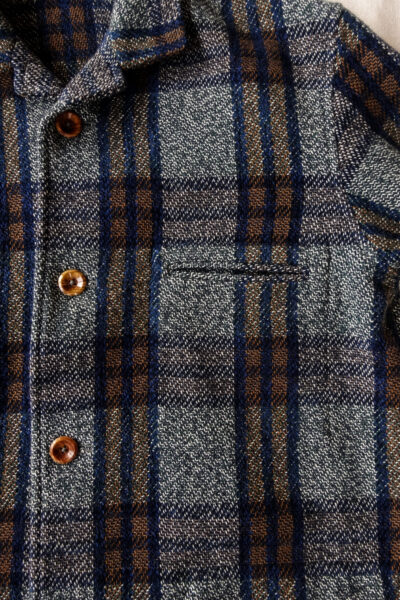 Frank Leder Blue Brown Chequered Wool Over Jacket