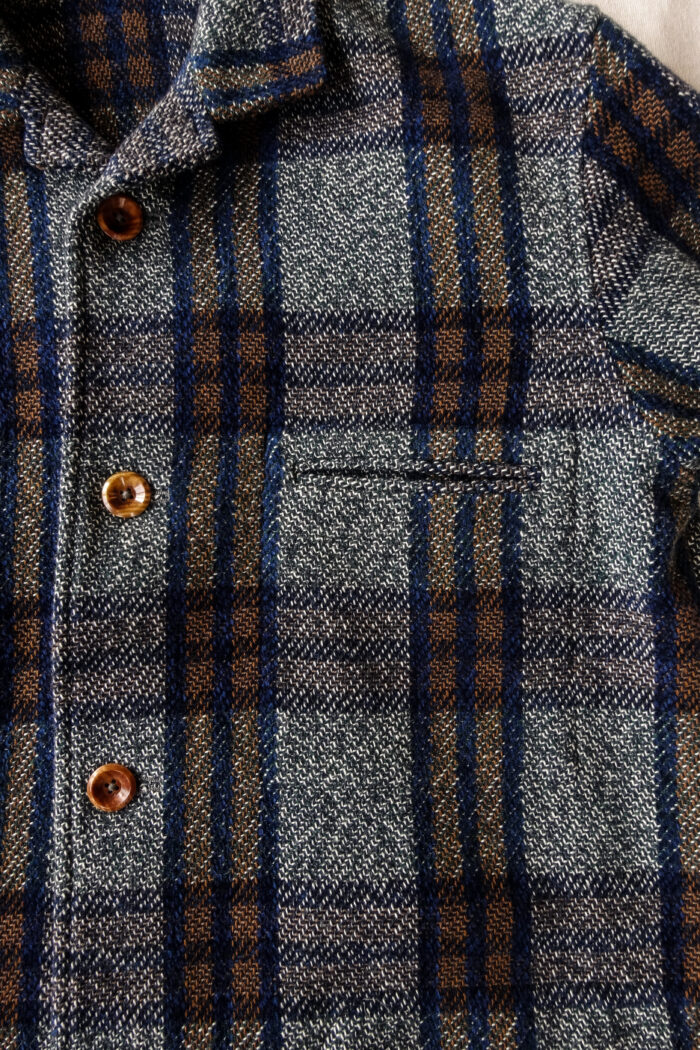 Frank Leder Blue Brown Chequered Wool Over Jacket