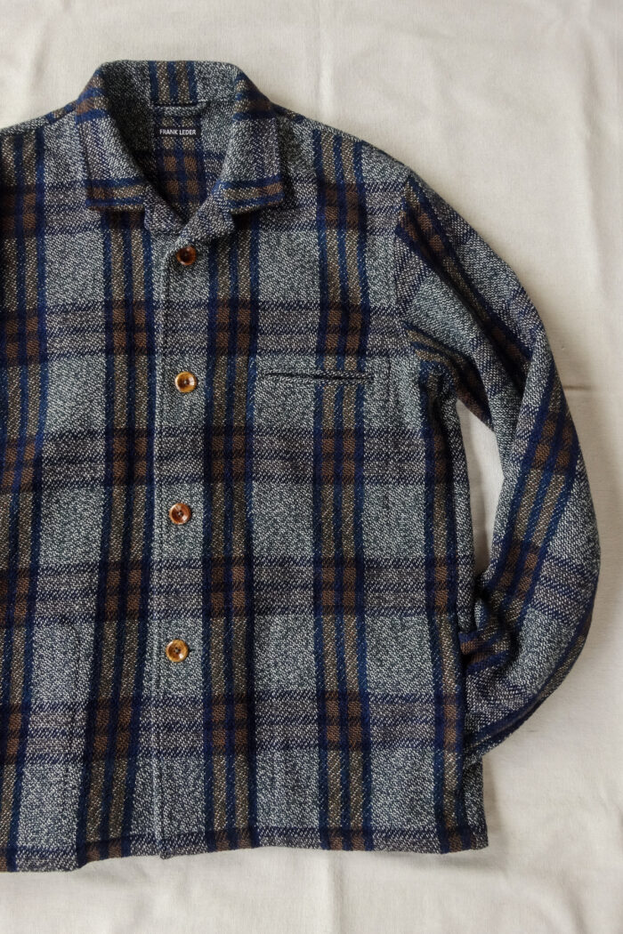 Frank Leder Blue Brown Chequered Wool Over Jacket