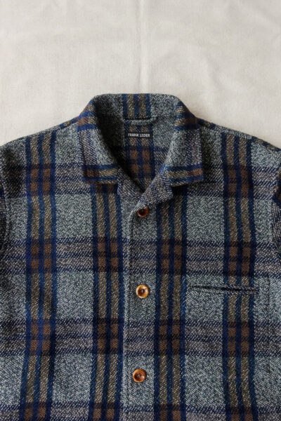 Frank Leder Blue Brown Chequered Wool Over Jacket