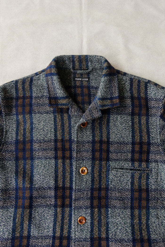 Frank Leder Blue Brown Chequered Wool Over Jacket