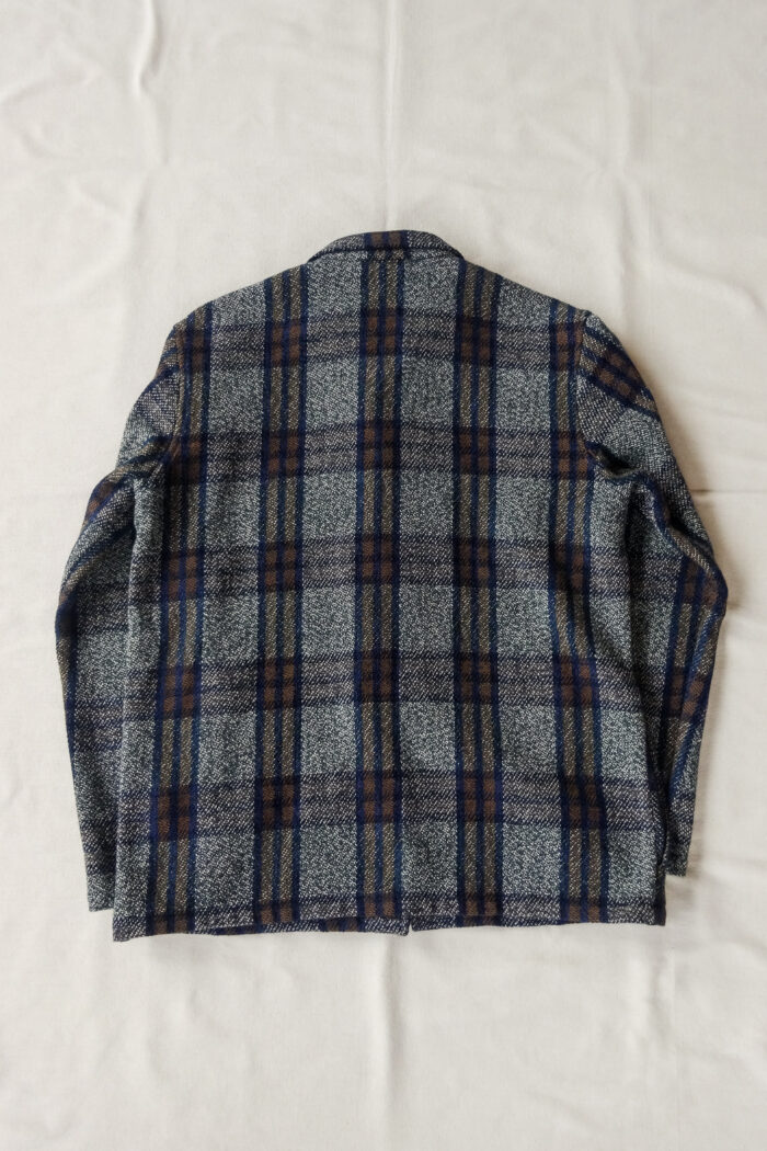 Frank Leder Blue Brown Chequered Wool Over Jacket