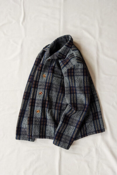 Frank Leder Blue Brown Chequered Wool Over Jacket