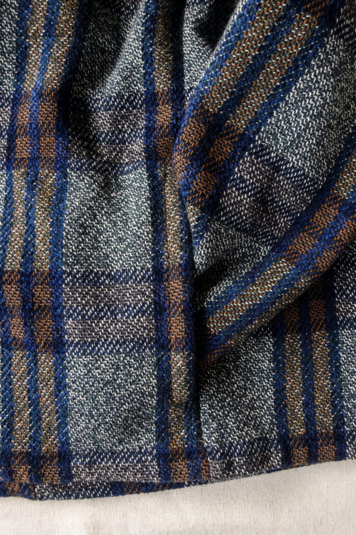 Frank Leder Blue Brown Chequered Wool Over Jacket