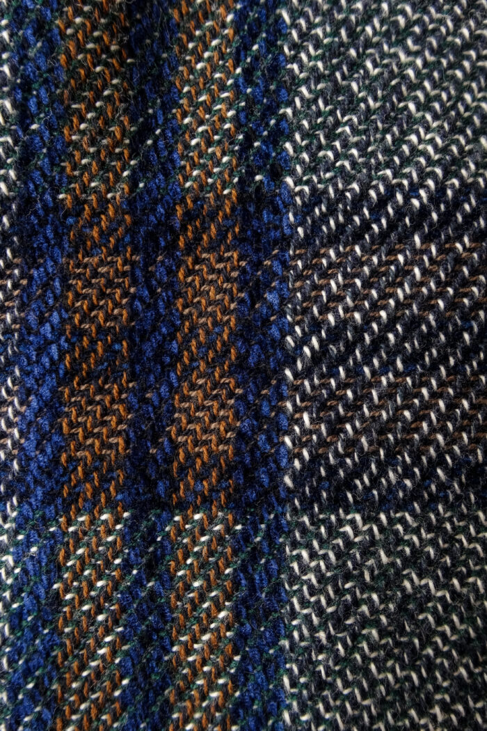 Frank Leder Blue Brown Chequered Wool Over Jacket