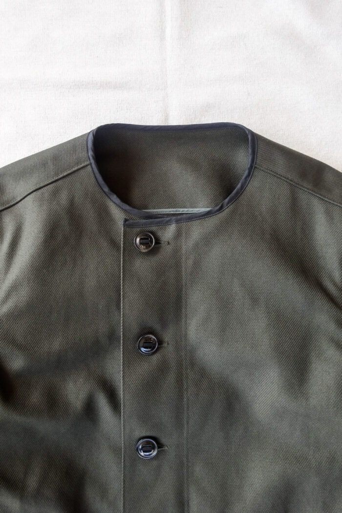 HOPPER'S BRUNCH Collarless Jacket D.Olive