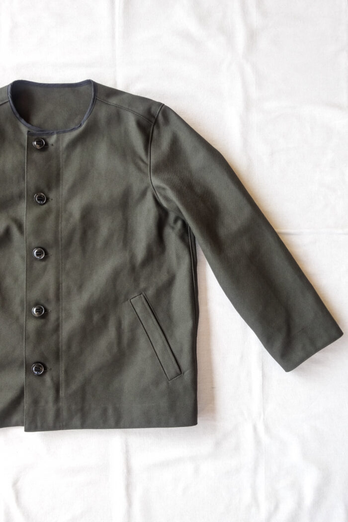HOPPER'S BRUNCH Collarless Jacket D.Olive