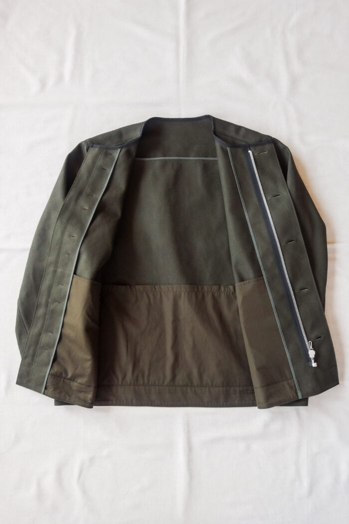 HOPPER'S BRUNCH Collarless Jacket D.Olive