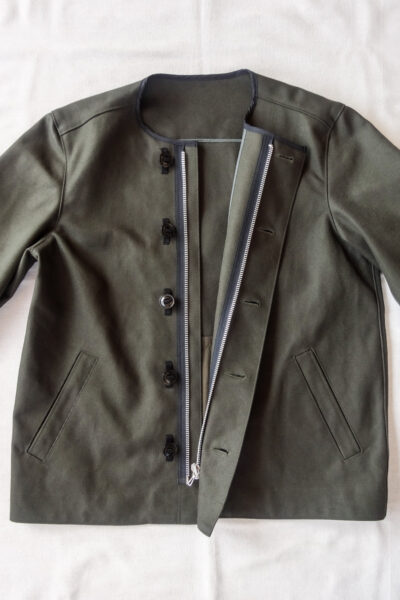 HOPPER'S BRUNCH Collarless Jacket D.Olive