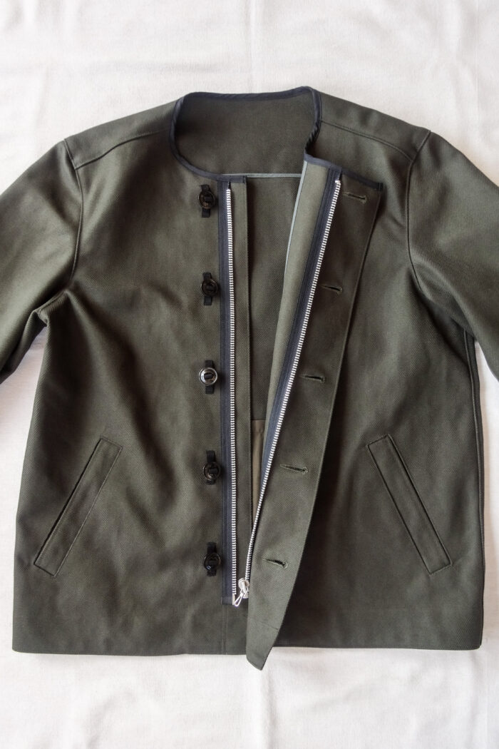 HOPPER'S BRUNCH Collarless Jacket D.Olive