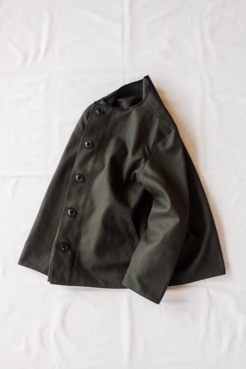 HOPPER'S BRUNCH Collarless Jacket D.Olive