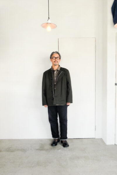 HOPPER’S BRUNCH Collarless Jacket D.Olive