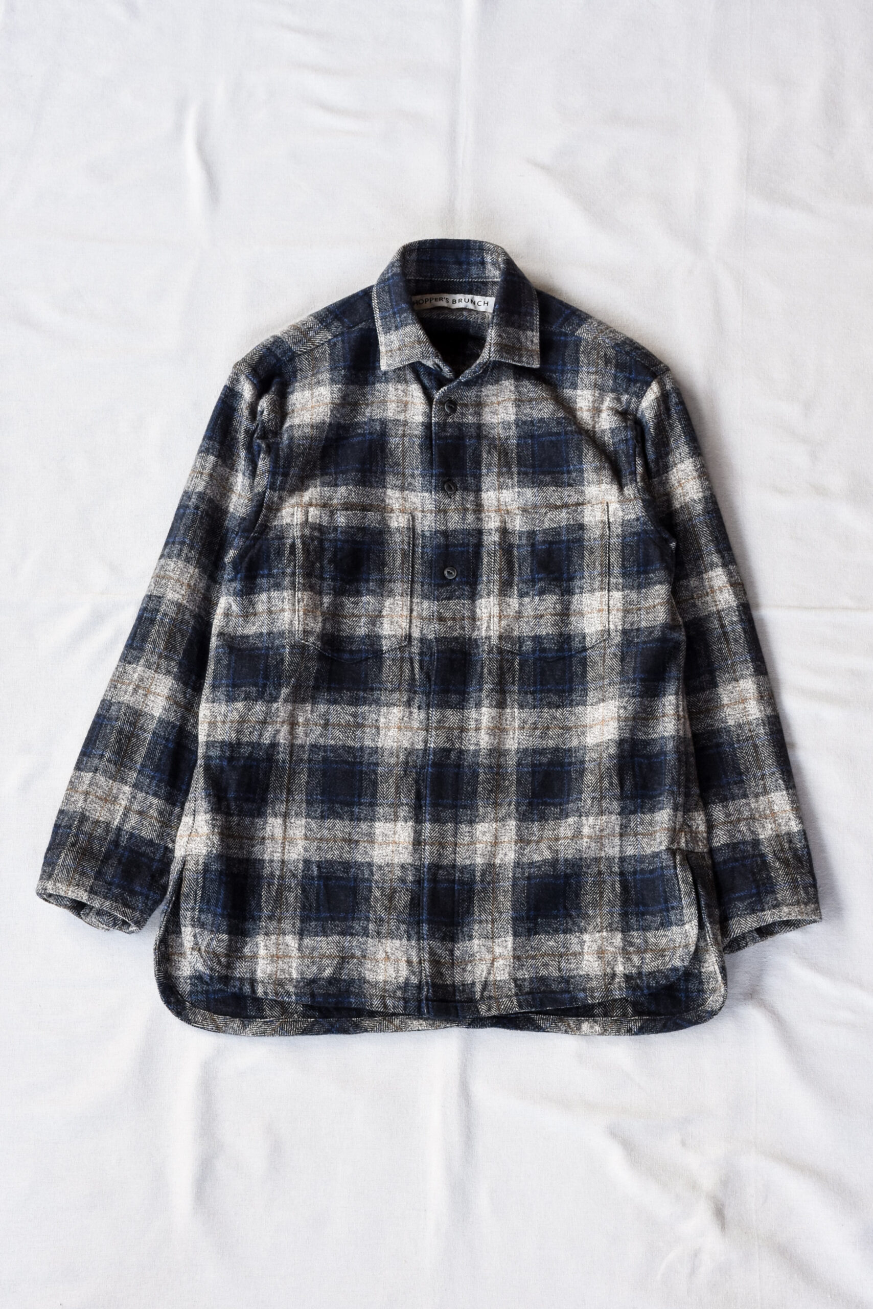 HOPPER’S BRUNCH Flannel Shirt Jacket Blue Grey