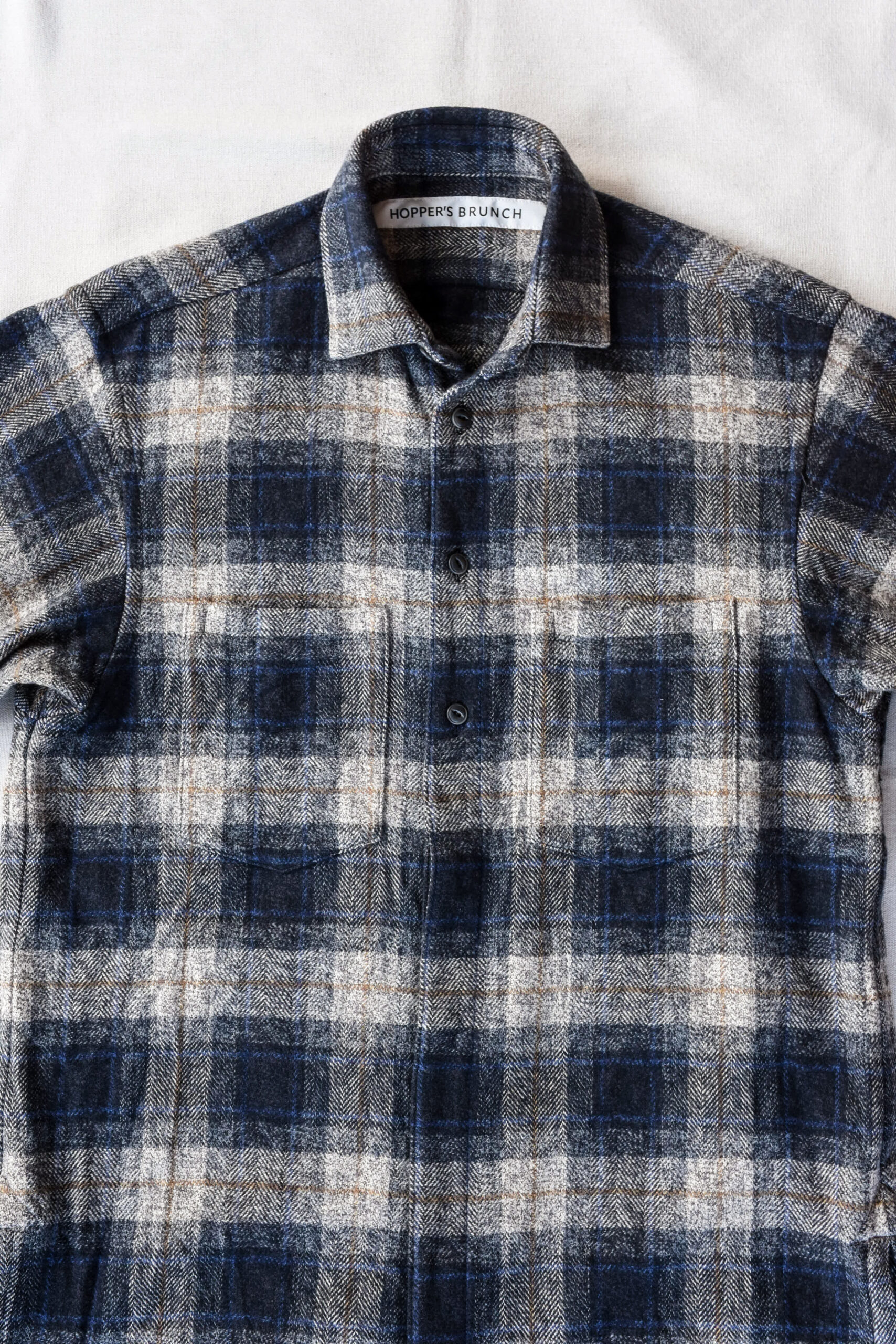 HOPPER’S BRUNCH Flannel Shirt Jacket Blue Grey