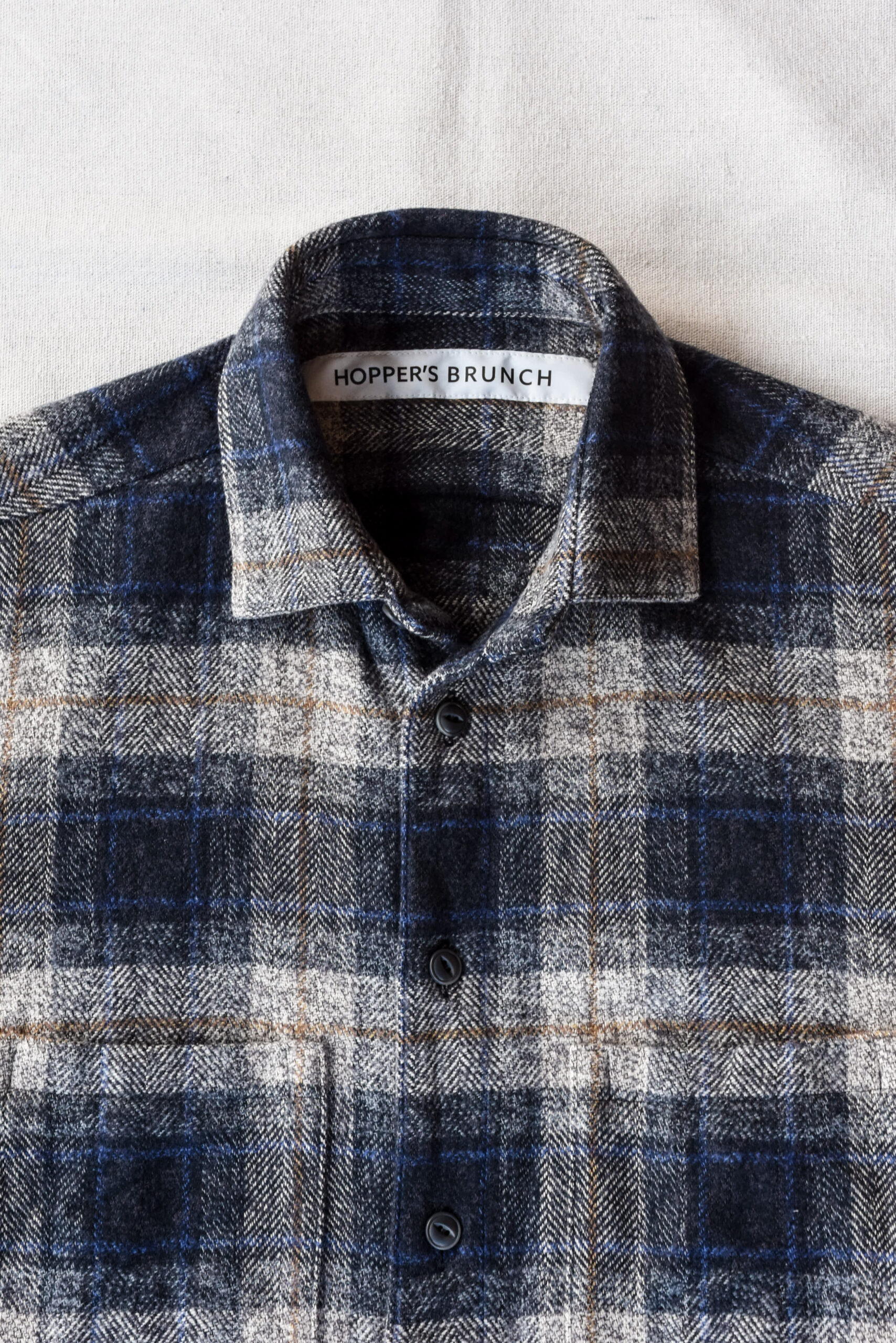 HOPPER’S BRUNCH Flannel Shirt Jacket Blue Grey