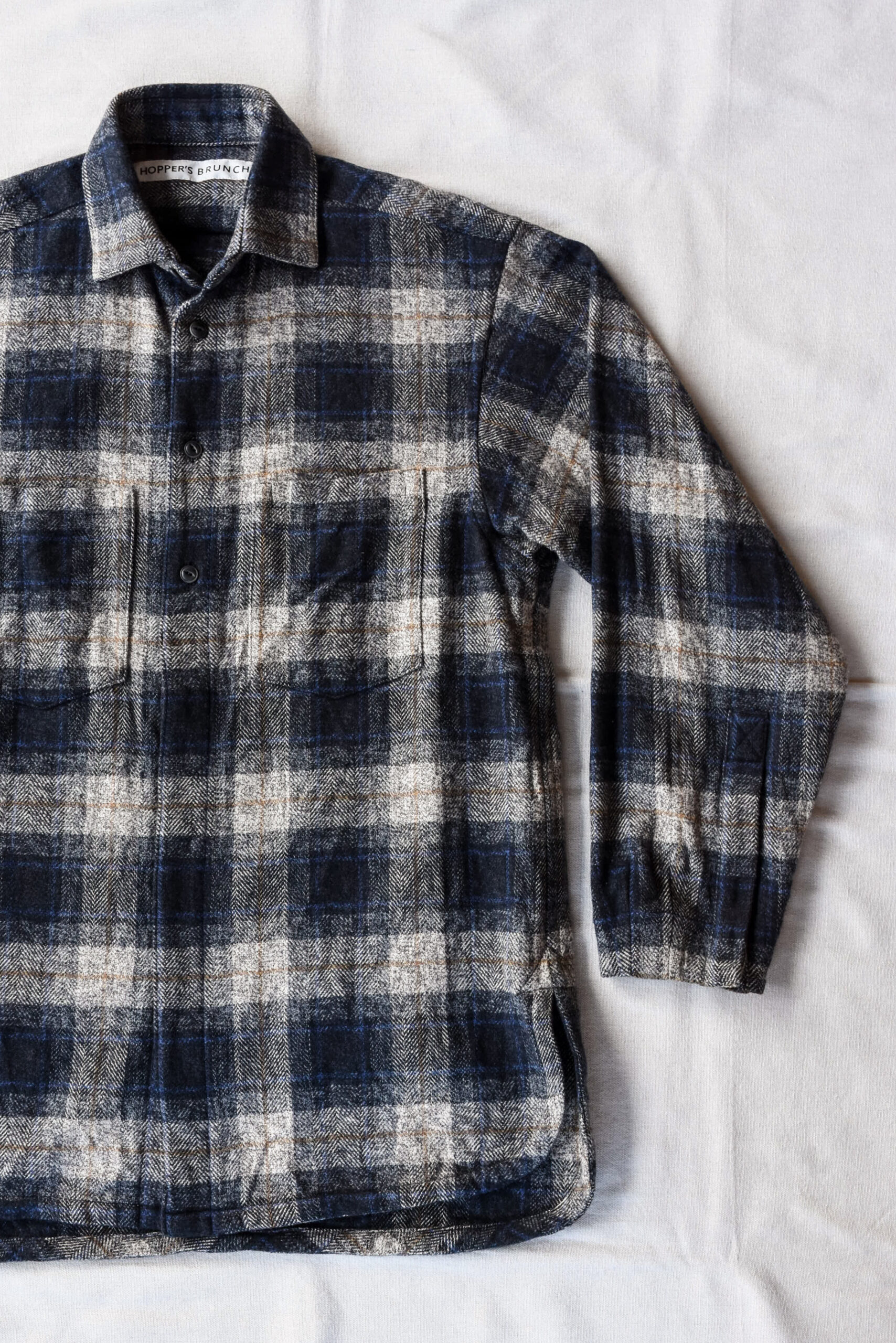 HOPPER’S BRUNCH Flannel Shirt Jacket Blue Grey