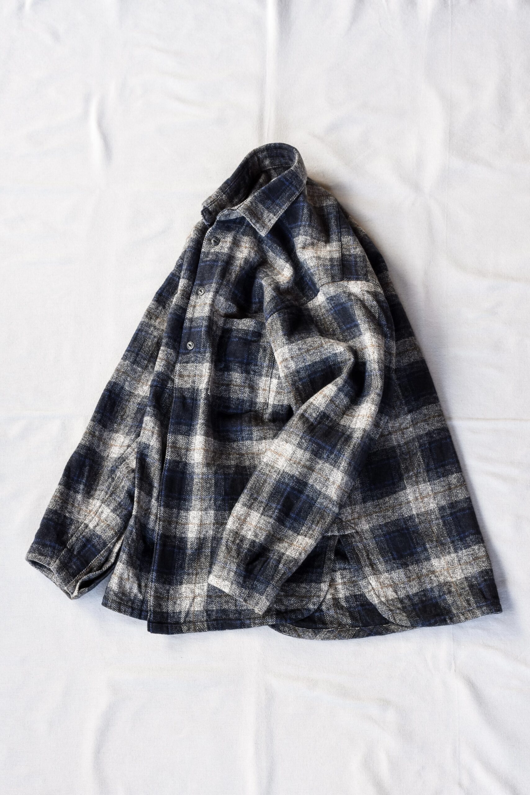 HOPPER’S BRUNCH Flannel Shirt Jacket Blue Grey