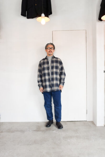 HOPPER’S BRUNCH Flannel Shirt Jacket Blue Grey