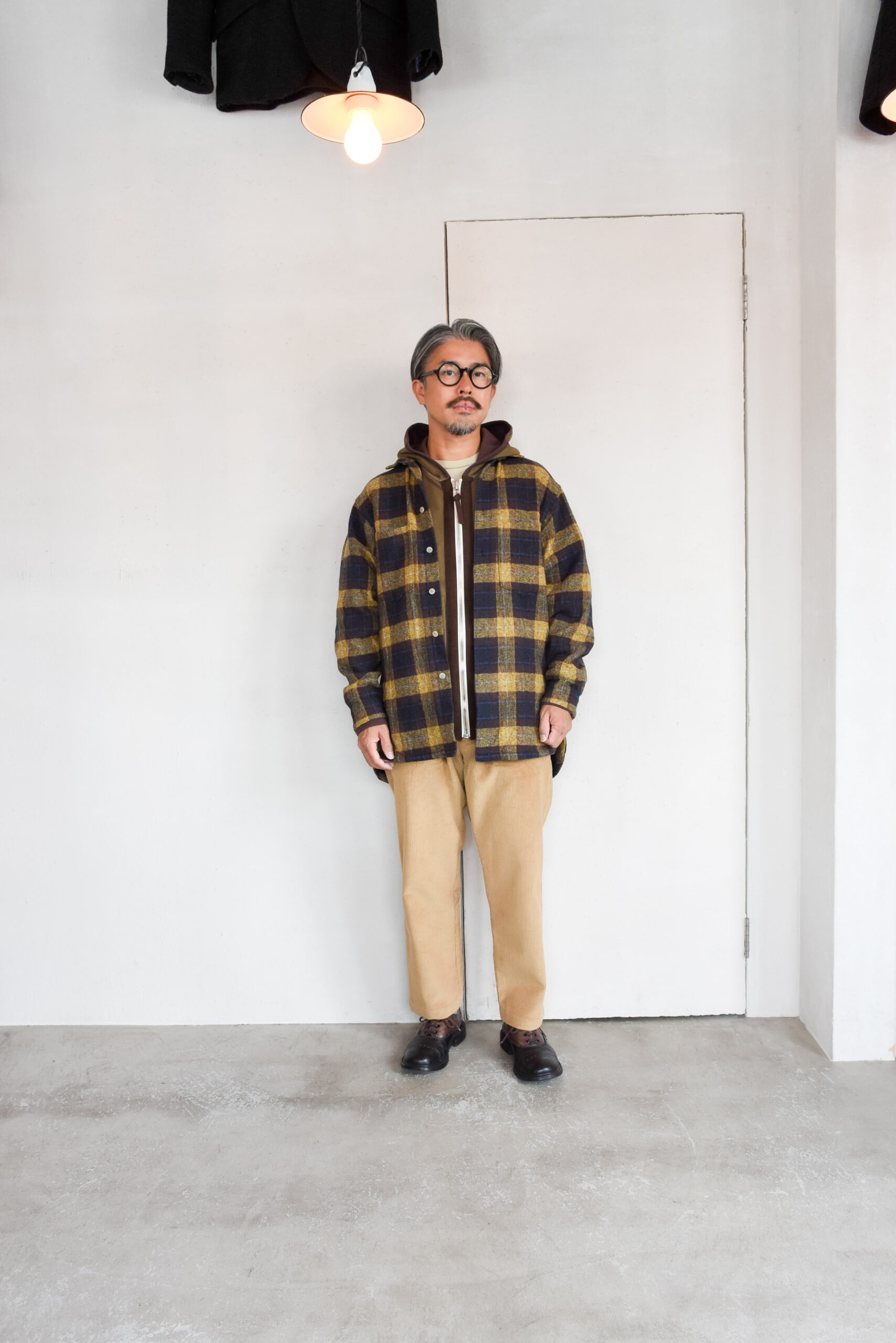HOPPER’S BRUNCH Flannel Shirt Jacket Yellow Brown