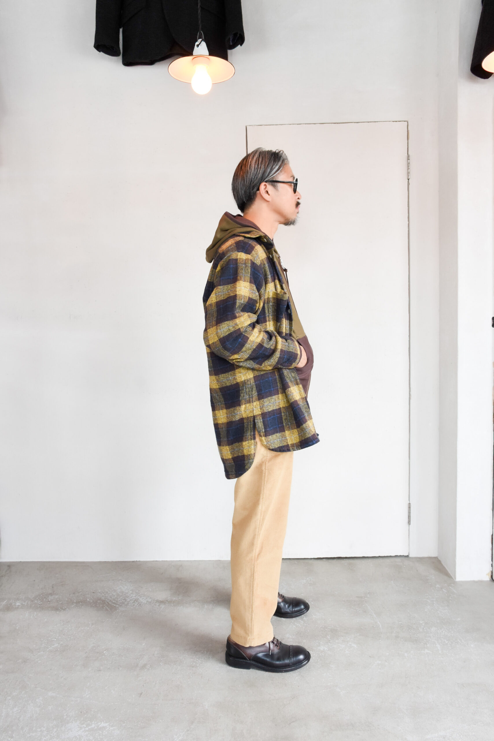 HOPPER’S BRUNCH Flannel Shirt Jacket Yellow Brown