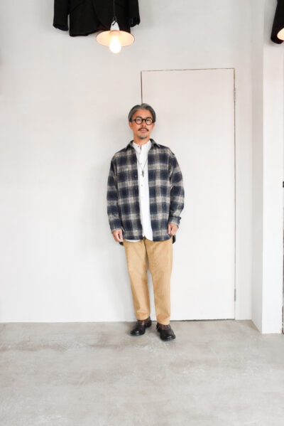 HOPPER’S BRUNCH Flannel Shirt Jacket Blue Grey