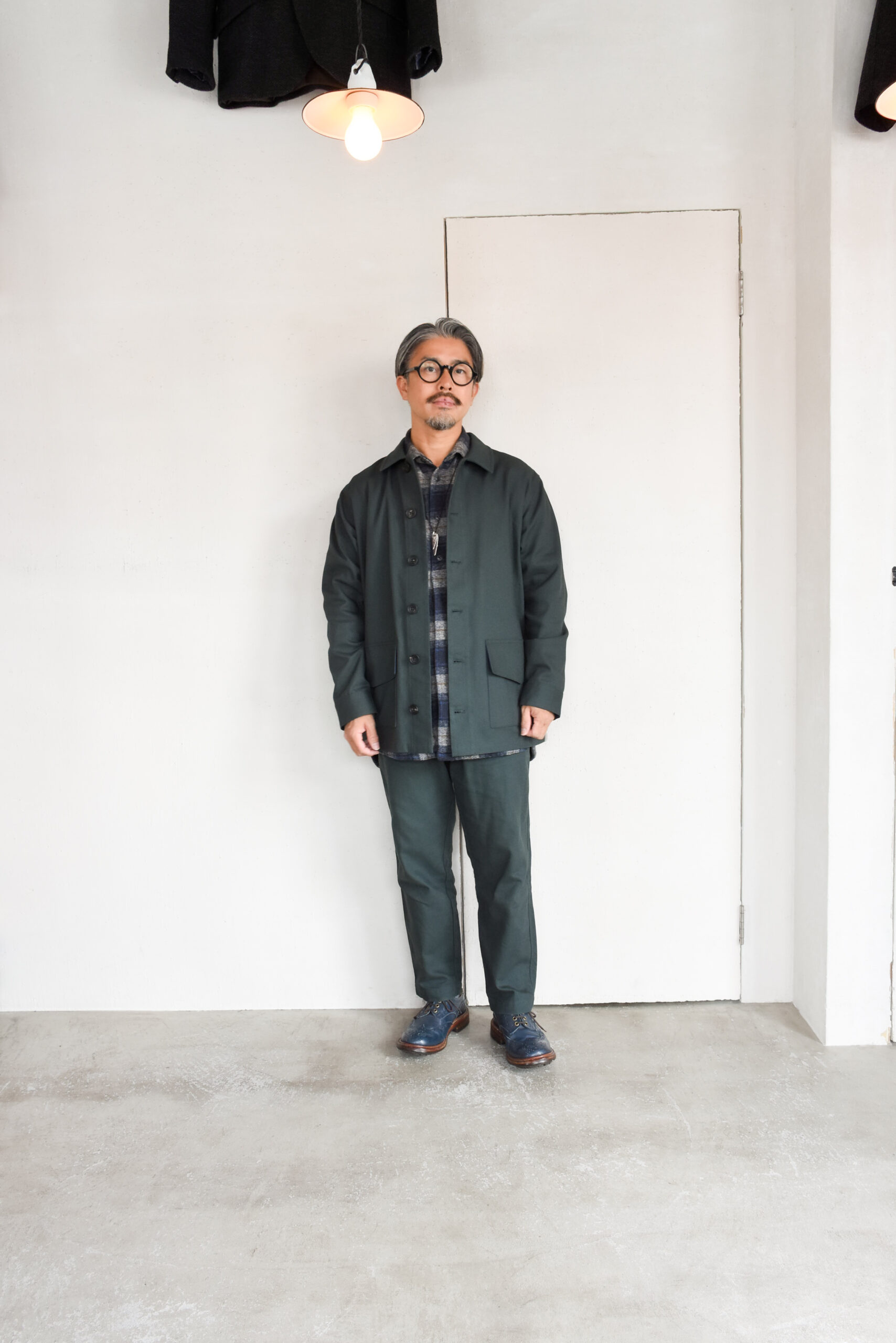 HOPPER’S BRUNCH Flannel Shirt Jacket Blue Grey