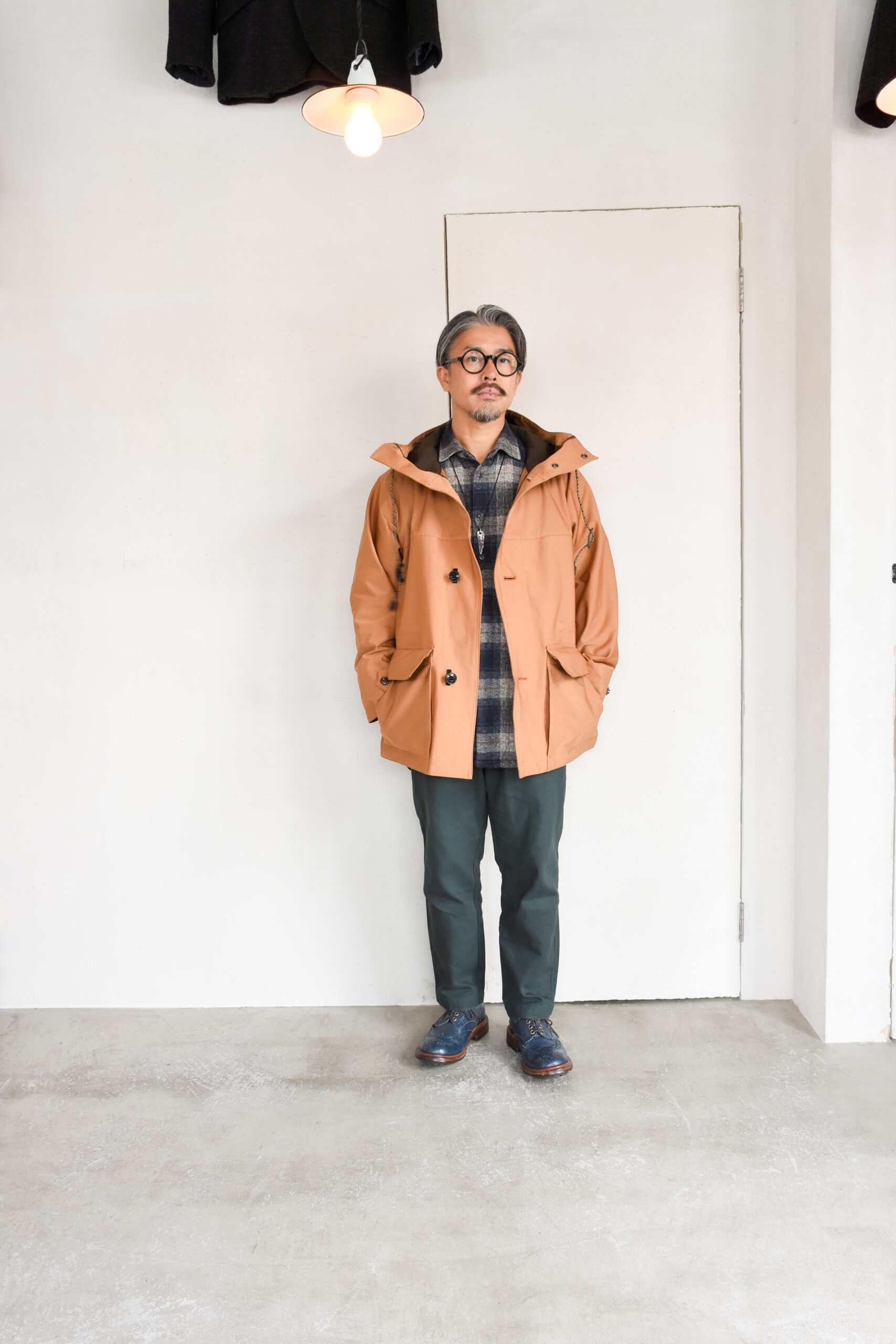 HOPPER’S BRUNCH Flannel Shirt Jacket Blue Grey