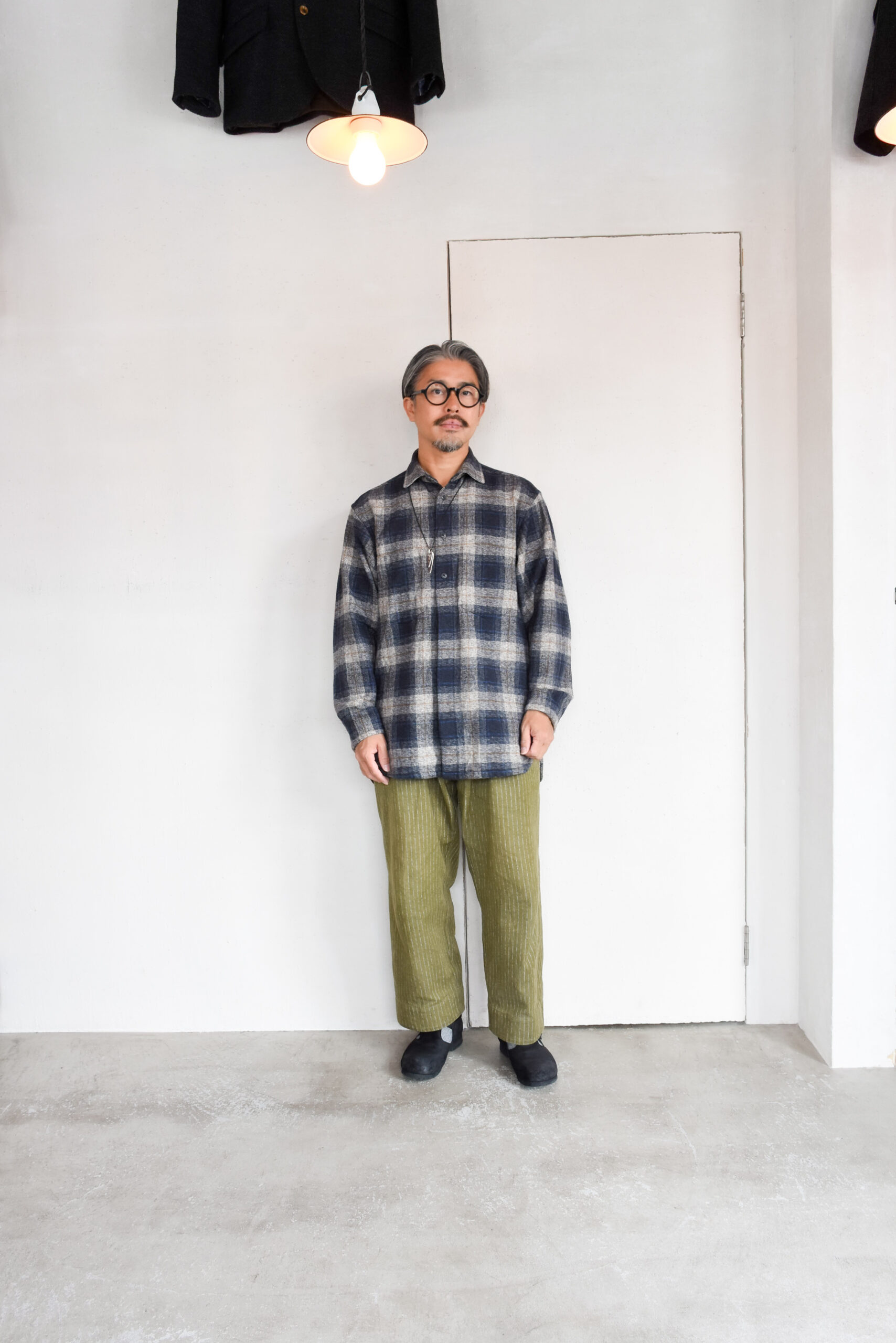 HOPPER’S BRUNCH Flannel Shirt Jacket Blue Grey