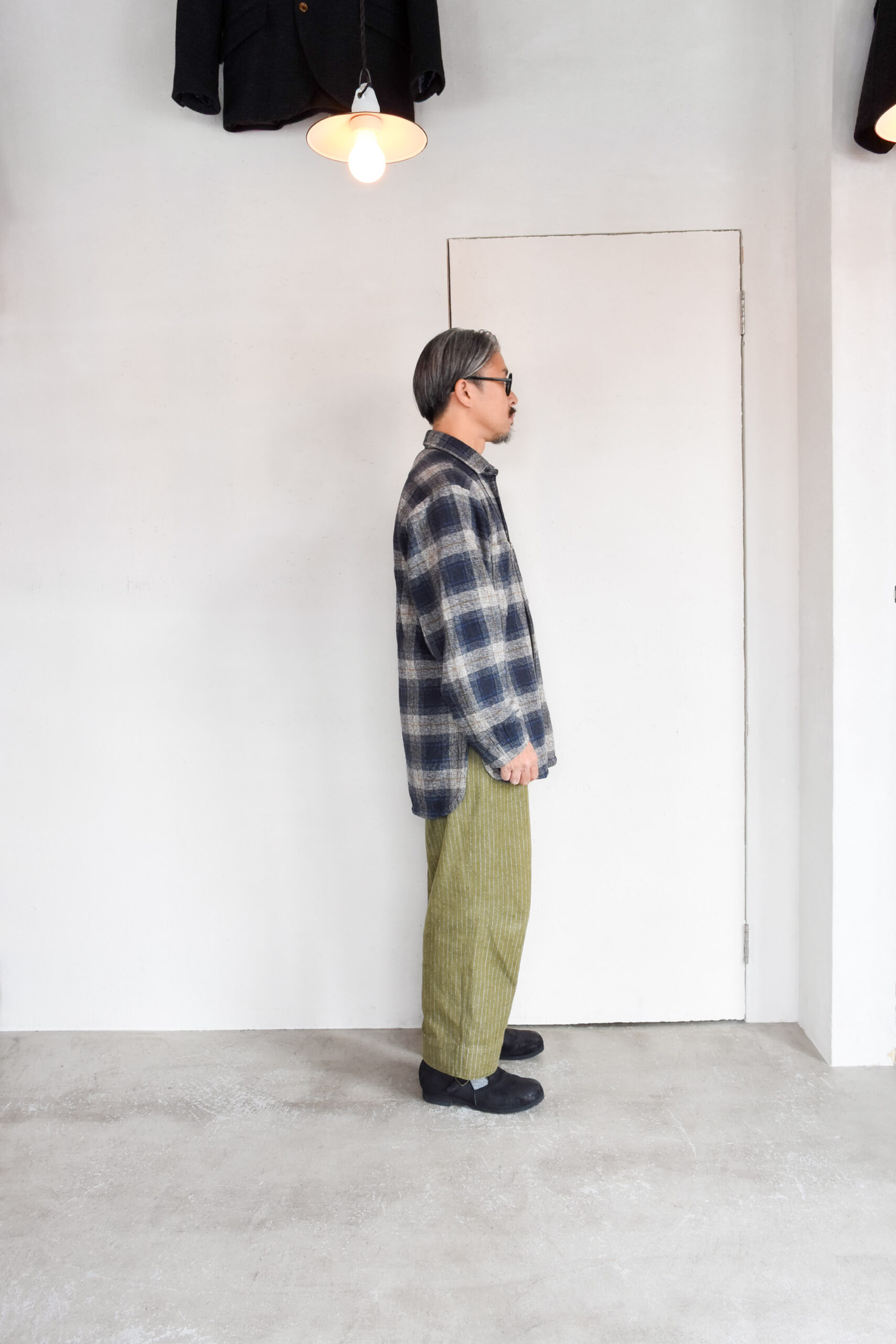 HOPPER’S BRUNCH Flannel Shirt Jacket Blue Grey