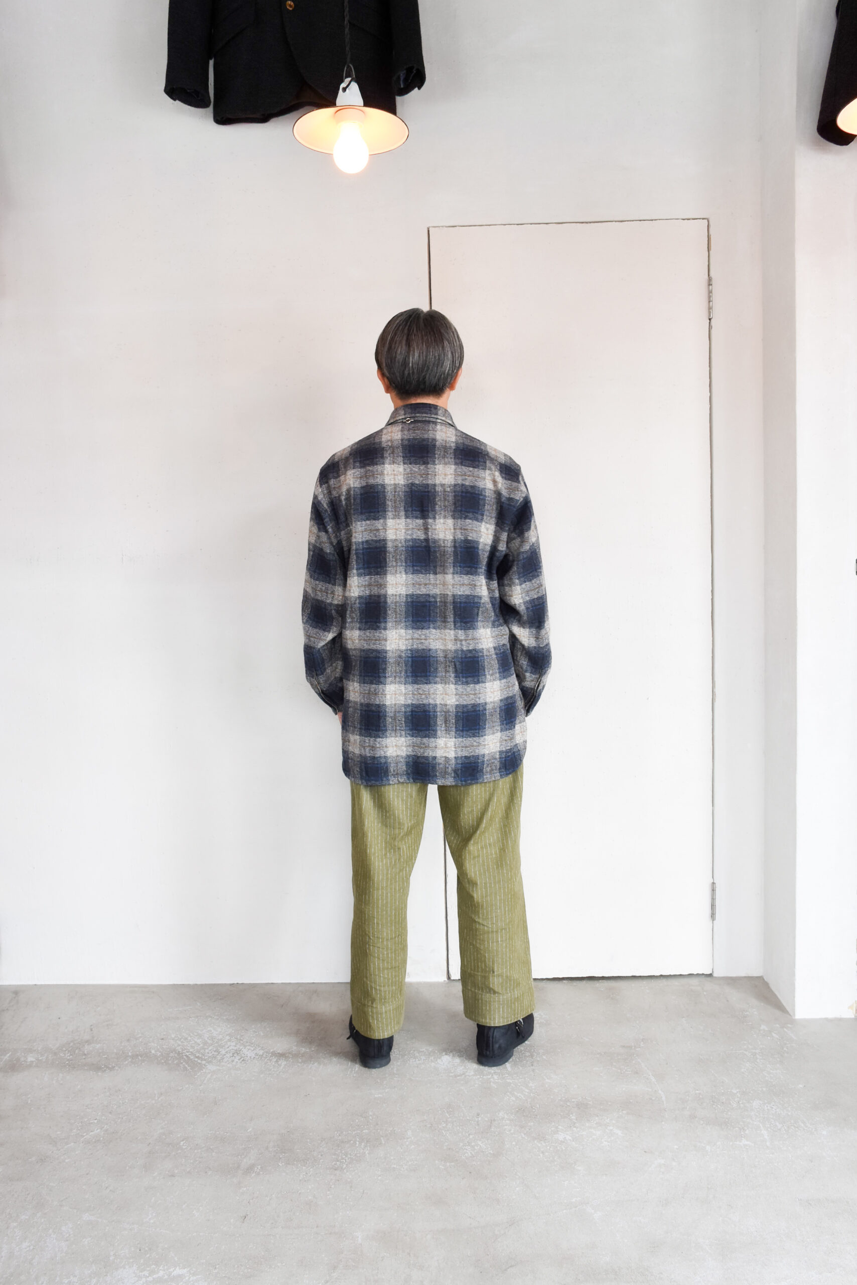 HOPPER’S BRUNCH Flannel Shirt Jacket Blue Grey