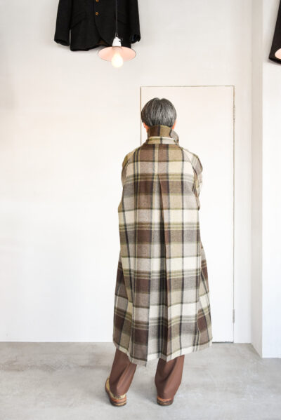 Frank Leder Brown Big Chequared Wool Coat