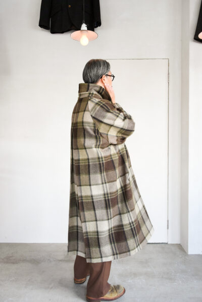 Frank Leder Brown Big Chequared Wool Coat