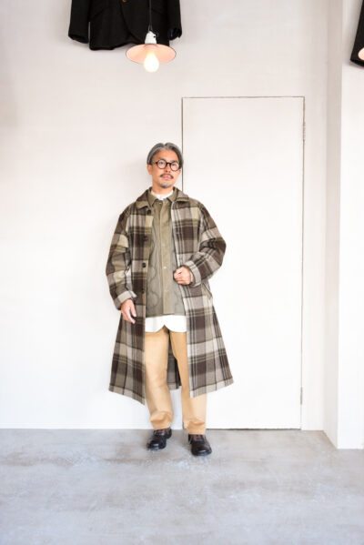 Frank Leder Brown Big Chequared Wool Coat