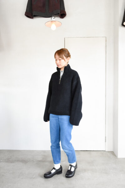 FilMelange PAYTON 2 Tone Pile Half Zip Knit Charcoal Black