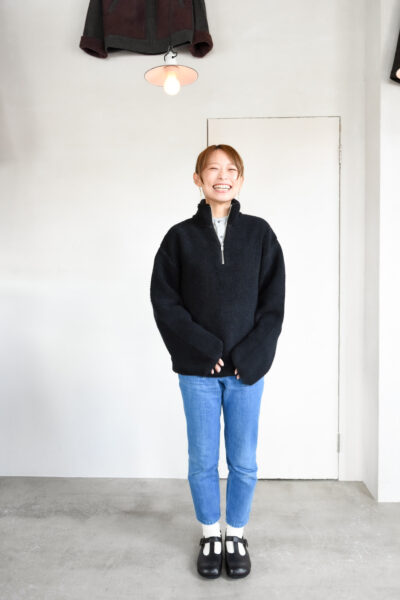 FilMelange PAYTON 2 Tone Pile Half Zip Knit Charcoal Black