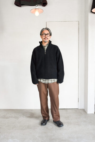 FilMelange PAYTON 2 Tone Pile Half Zip Knit Charcoal Black