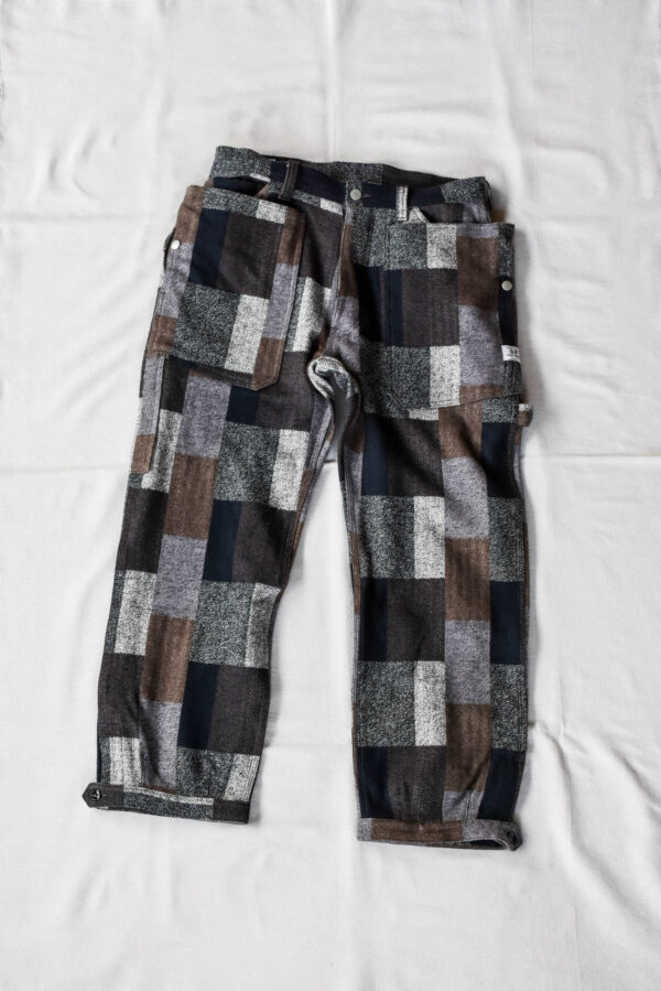 SASSAFRAS Fall Leaf Gardener Pants 4/5 Cotton Tweed Patch Check Grey