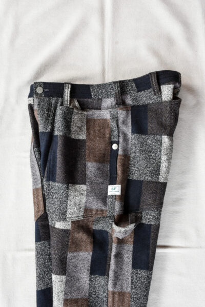 SASSAFRAS Fall Leaf Gardener Pants 4/5 Cotton Tweed Patch Check Grey