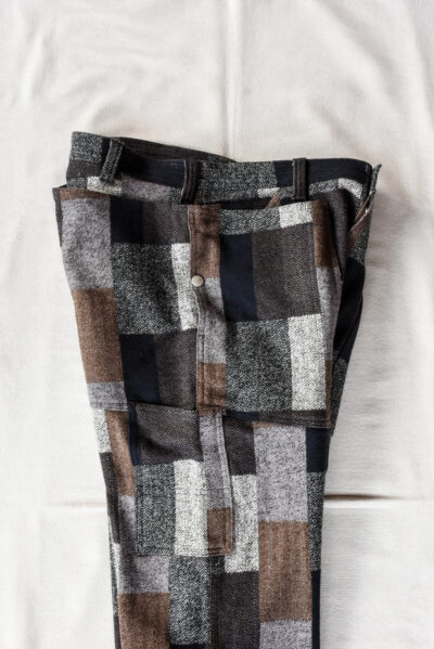 SASSAFRAS Fall Leaf Gardener Pants 4/5 Cotton Tweed Patch Check Grey