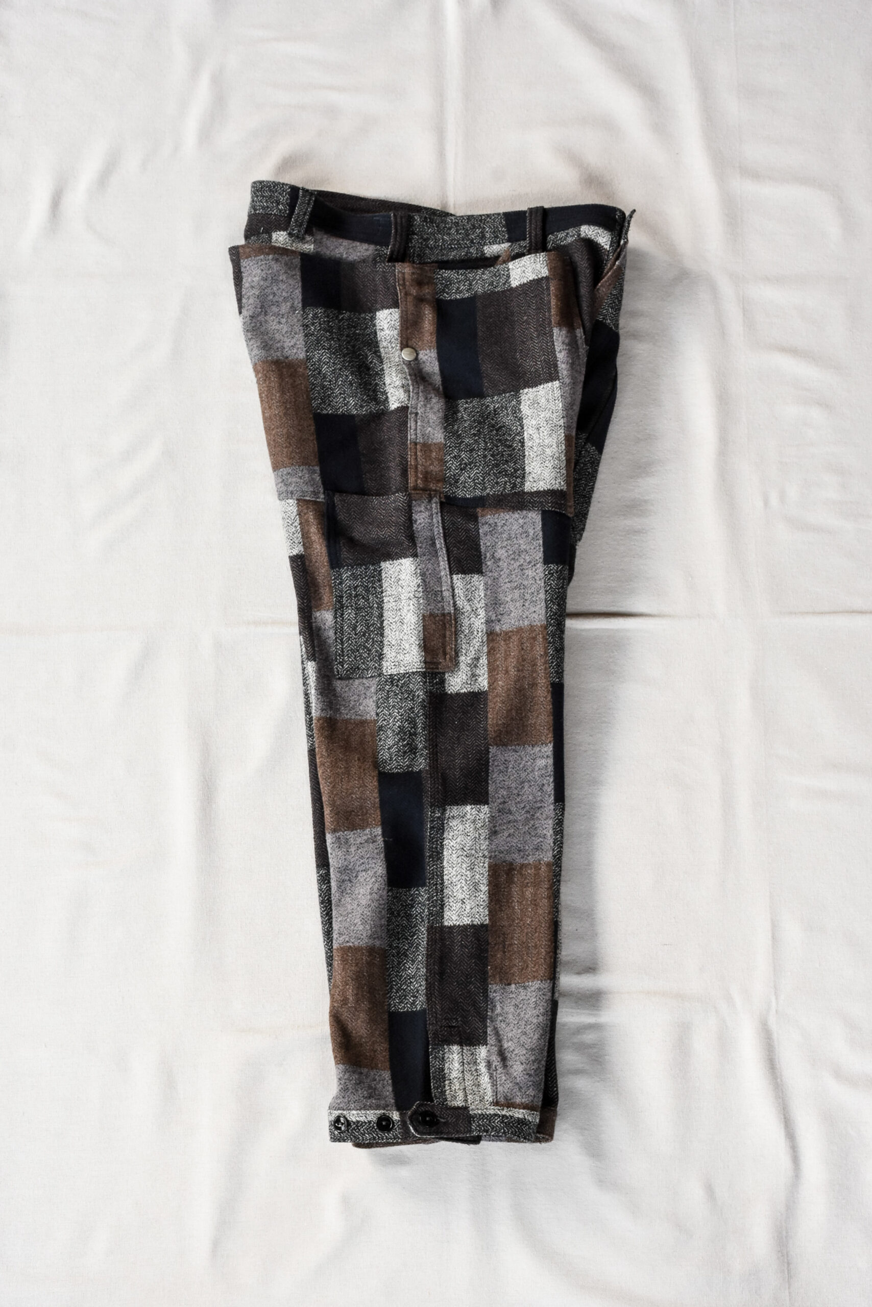 SASSAFRAS Fall Leaf Gardener Pants 4/5 Cotton Tweed Patch Check Grey