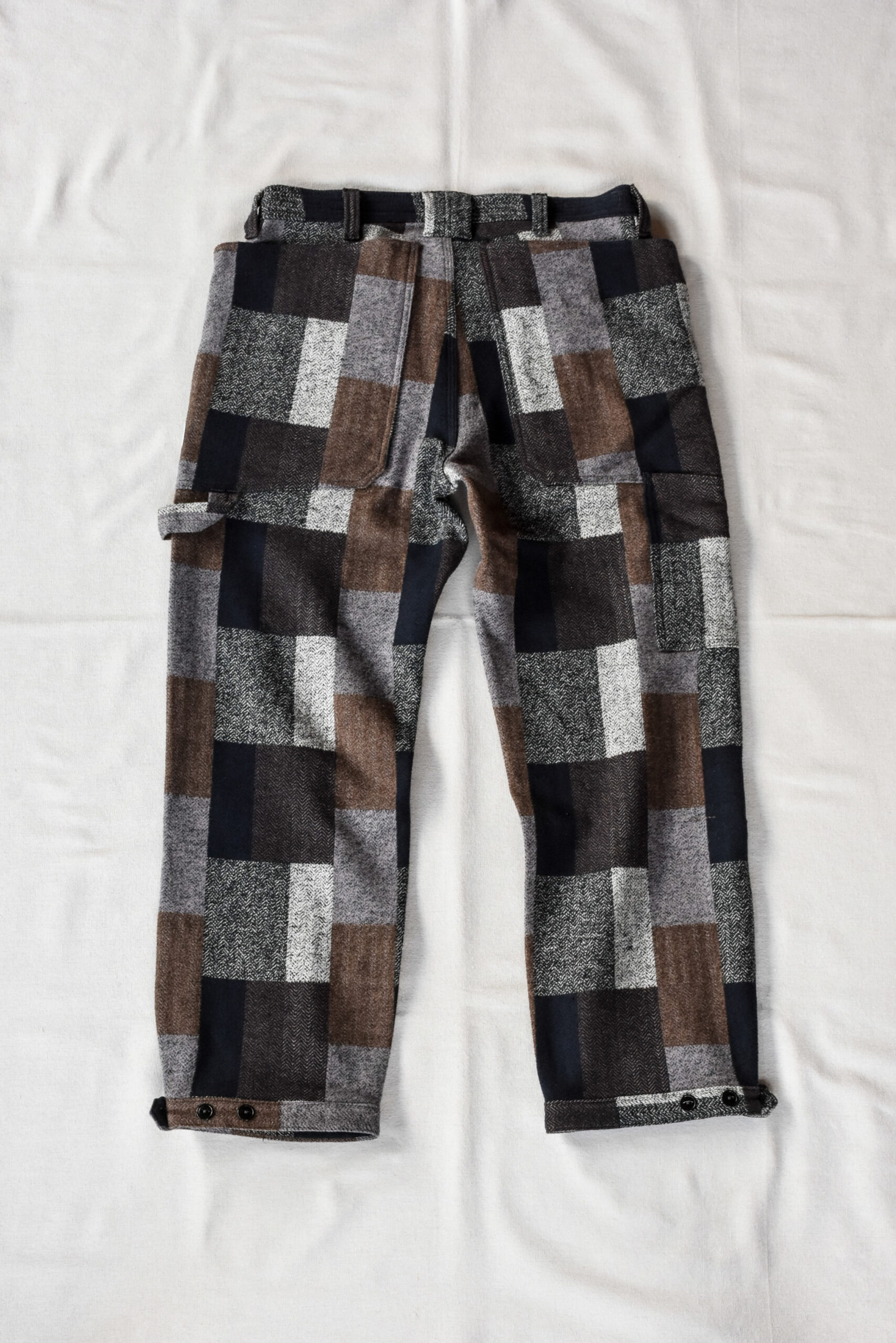 SASSAFRAS Fall Leaf Gardener Pants 4/5 Cotton Tweed Patch Check Grey