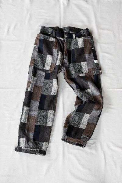 SASSAFRAS Fall Leaf Gardener Pants 4/5 Cotton Tweed Patch Check Grey
