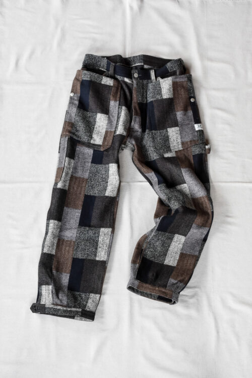 SASSAFRAS Fall Leaf Gardener Pants 4/5 Cotton Tweed Patch Check Grey