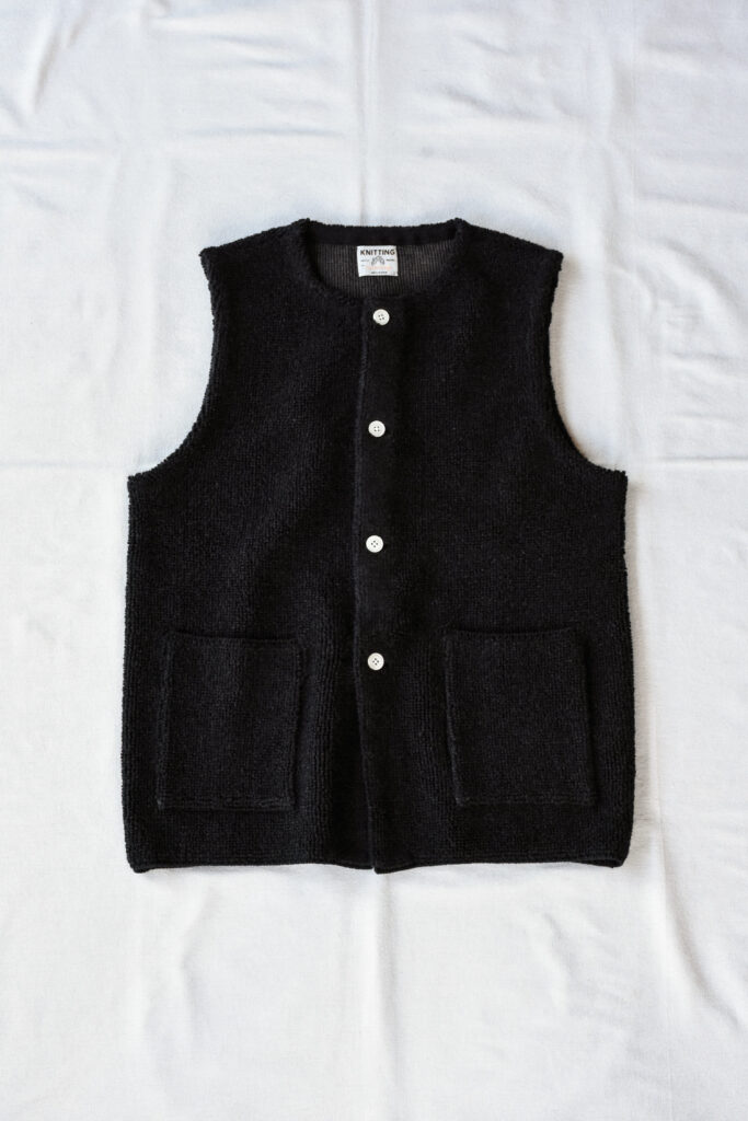 FilMelange PALBO 2 Tone Pile Knit Vest Charcoal Black