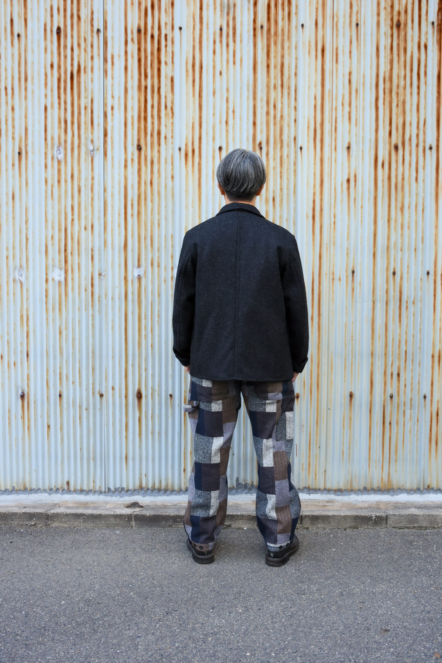 SASSAFRAS Fall Leaf Gardener Pants 4/5 Cotton Tweed Patch Check Grey